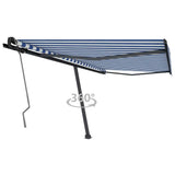 Freestanding Manual Retractable Awning 400x350 cm Blue/White 3069816