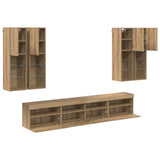 TV Wall Cabinet Set with LED Lights with LED 7 pcs Artisan oak 3402795