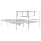 Metal Bed Frame without Mattress with Headboard White 140x200cm 372229
