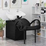 Shampoo Chair Manual Black and White 63 x 141 x 92 cm PVC 42009072