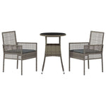 Garden Dining Set 3 pcs Grey Poly rattan 3334945