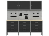 Work Cabinet with Drawer 8 pcs Black Engineered Wood and Steel 3321434