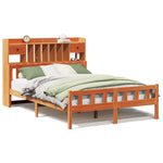 ZNTS Bookcase Bed without Mattress Wax Brown 150x200 cm King Size Solid Wood Pine 3322191