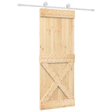 Sliding Door Natural and White 80 x 210 cm Solid Pine Wood 3445017