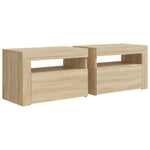 Bedside Cabinets 2 pcs with LEDs Sonoma Oak 60x35x40 cm 3080737