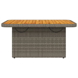 Garden Table Grey 90x55x71 cm Poly Rattan and Acacia Wood 368276