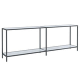 Console Table White 220x35x75.5 cm Tempered Glass 331712
