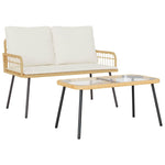 Garden Dining Set 2 pcs Natural Poly Rattan 3328647