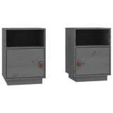 Bedside Cabinets 2 pcs Grey 40x34x55 cm Solid Wood Pine 818320
