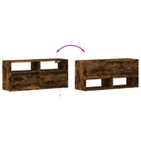 TV Wall Cabinet with LED Lights Smoked Oak 100x31x45 cm 852338