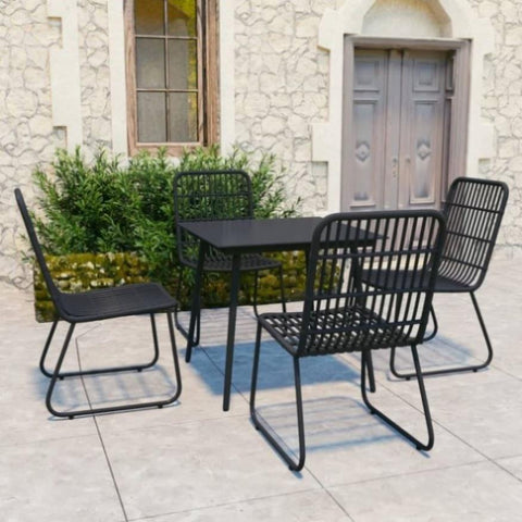 ZNTS 5 Piece Outdoor Dining Set Poly Rattan and Glass 3060244