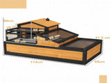 Wooden Tortoise House with Balcony, Tray, Roof, for Indoor and Outdoor, Yellow T3398P349999