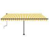 Manual Retractable Awning with LED 450x350 cm Yellow and White 3069843