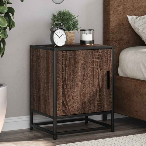 ZNTS Bedside Cabinets 2 pcs Brown Oak 40x31x50 cm Engineered Wood and Metal 848718