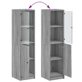 Highboard with Glass Door Grey Sonoma 35x37x142 cm 836446