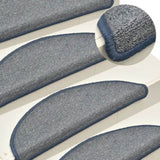 Stair Mats 15 pcs 56x17x3 cm Light Grey and Blue Half Round 322374