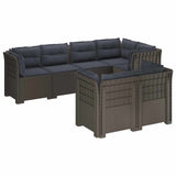 7-Seater Garden Sofa with Cushions Rattan Look PP Light Grey 3444173