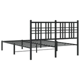 Metal Bed Frame without Mattress with Headboard Black 135x190cm 376323