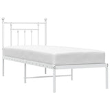 Bed Frame White Powder-Coated Steel Small Single Bed Frame 353576