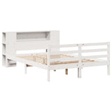Bookcase Bed without Mattress White 120x190 cm Small Double Solid Wood Pine 3321845