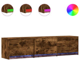 TV Cabinet with LED Smoked Oak 165 x 34 x 40 cm Engineered Wood 8006561