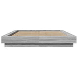 Bed Frame with LED Lights without Mattress Grey Sonoma 140x190cm 3281131