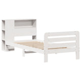 ZNTS Bed Frame without Mattress White 100x200 cm Solid Wood Pine 3309906
