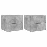 Wall-mounted Bedside Cabinets with LED Lights 2 pcs Concrete Grey 836819