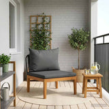 Garden Middle Sofa with Cushions Solid Acacia Wood & Rope 42022070