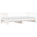 ZNTS Day Bed with Trundle without Mattress White 80x200 cm Solid Wood 836160