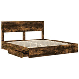 Storage Bed with Drawer Smoked Oak 180 x 200 cm Engineered Wood 3409896