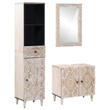 Bathroom Furniture Set with Drawer 3 pcs White Solid Mango Wood 3310115