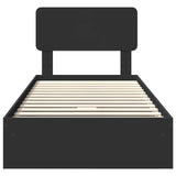 Storage Bed with Headboard Black 75 x 190 cm Engineered Wood 3412326