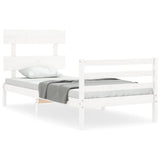 Bed Frame without Mattress White Single Solid Wood 3195057