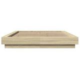 Bed Frame with LED Lights without Mattress Sonoma Oak 120x200cm 3281107