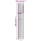 Circular Gabion Raised Beds 3 pcs Galvanised Steel 30x200 cm 152022