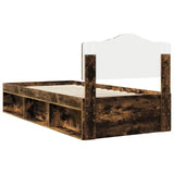 Bed Frame with Headboard Smoked Oak 90 x 190 cm Solid Pine Wood 3412956