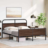 Metal Bed Frame without Mattress Brown Oak 150x200 cm King Size 3318708