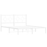 Metal Bed Frame without Mattress with Headboard White 150x200cm 376277