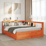 Bookcase Bed without Mattress Wax Brown 160x200cm Solid Wood Pine 3324456