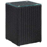 ZNTS Side Table with Glass Top Black 35x35x52 cm Poly Rattan 46982