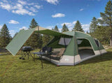 Cabin Tent with Roof Green 12-Person Polyester and Steel 42028571