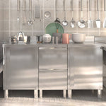 ZNTS Commercial Kitchen Cabinets 3 pcs Stainless Steel 3083719