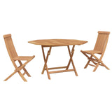 Garden Bistro Set Folding 3 pcs Brown Soild Teak Wood 3437367