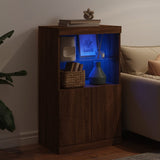 Sideboard with LED Lights Brown Oak 60.5x37x100 cm 836671