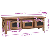 TV Cabinet with 3 Drawers 120x30x40 cm Solid Mahogany Wood 283913
