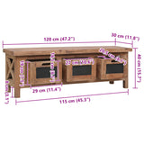 TV Cabinet with 3 Drawers 120x30x40 cm Solid Mahogany Wood 283913