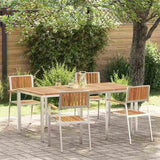 Outdoor Dining Set 5 pcs Solid Acacia Wood and Stainless Steel 3334793