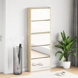 Shoe Cabinet 5-Layer Mirror Oak 63x17x169,5 cm 273937
