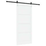Sliding Door 93 x 211 cm Engineered Wood White and Black 3449913